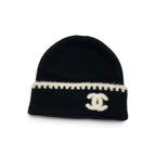 Chanel Hat Black White CC Logo Knit Hat — view 2