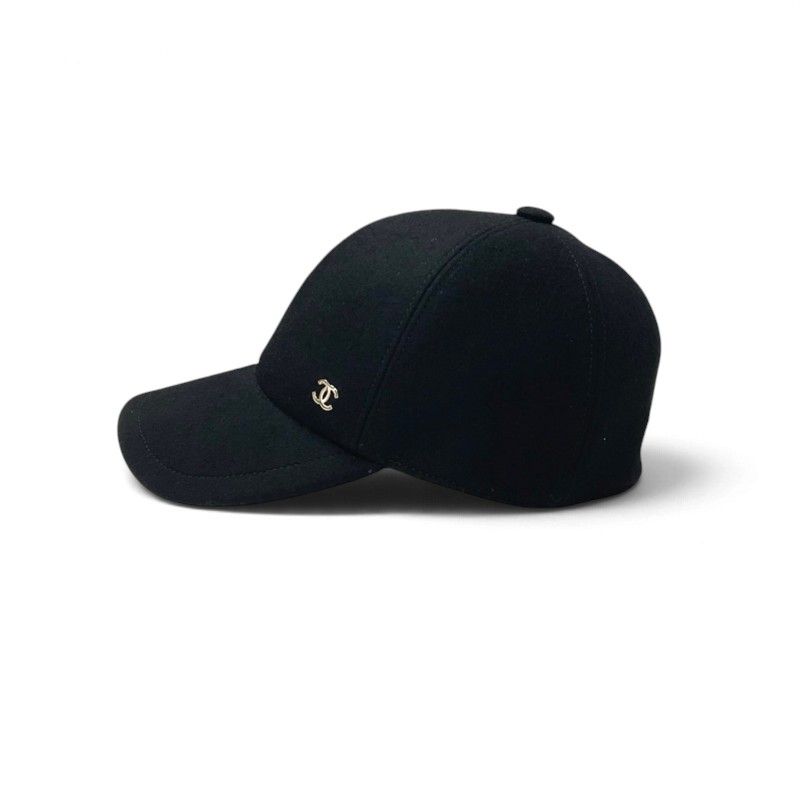 Chanel Cap Hat Black Gold CC Logo — view 3