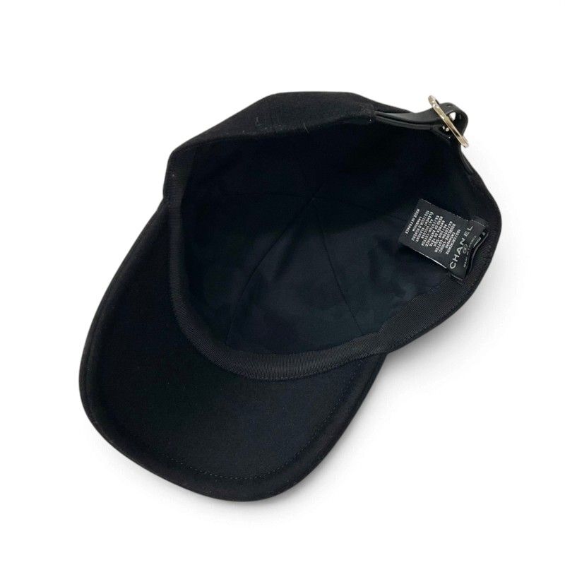 Chanel Cap Hat Black Gold CC Logo — view 5