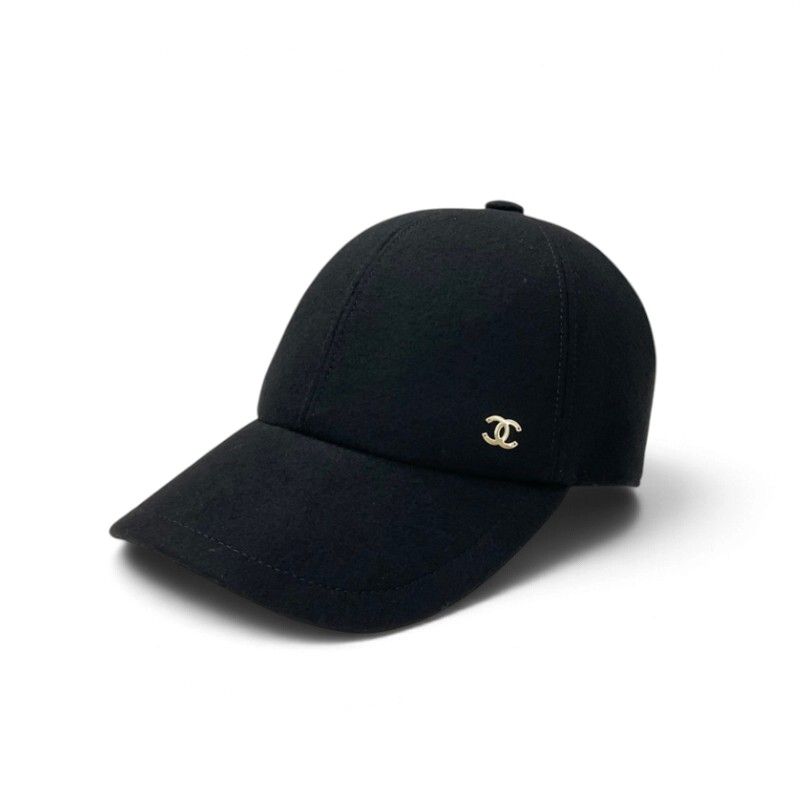 Chanel Cap Hat Black Gold CC Logo