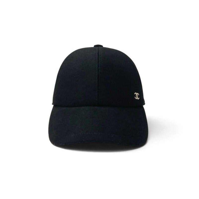 Chanel Cap Hat Black Gold CC Logo — view 2