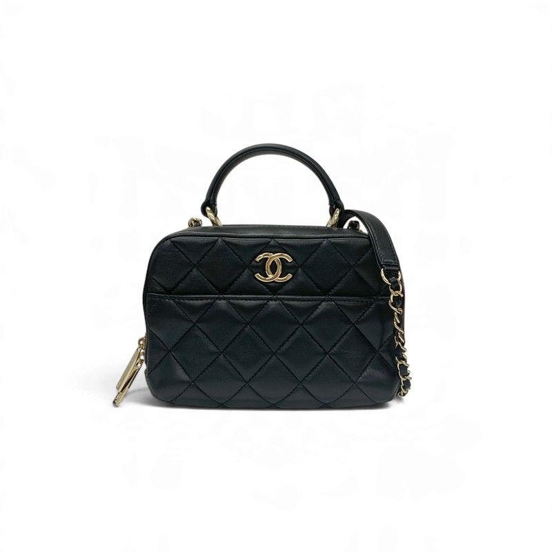 Chanel Trendy CC Shoulder Bag Black Gold Quilted CC Logo Chain 2-Way