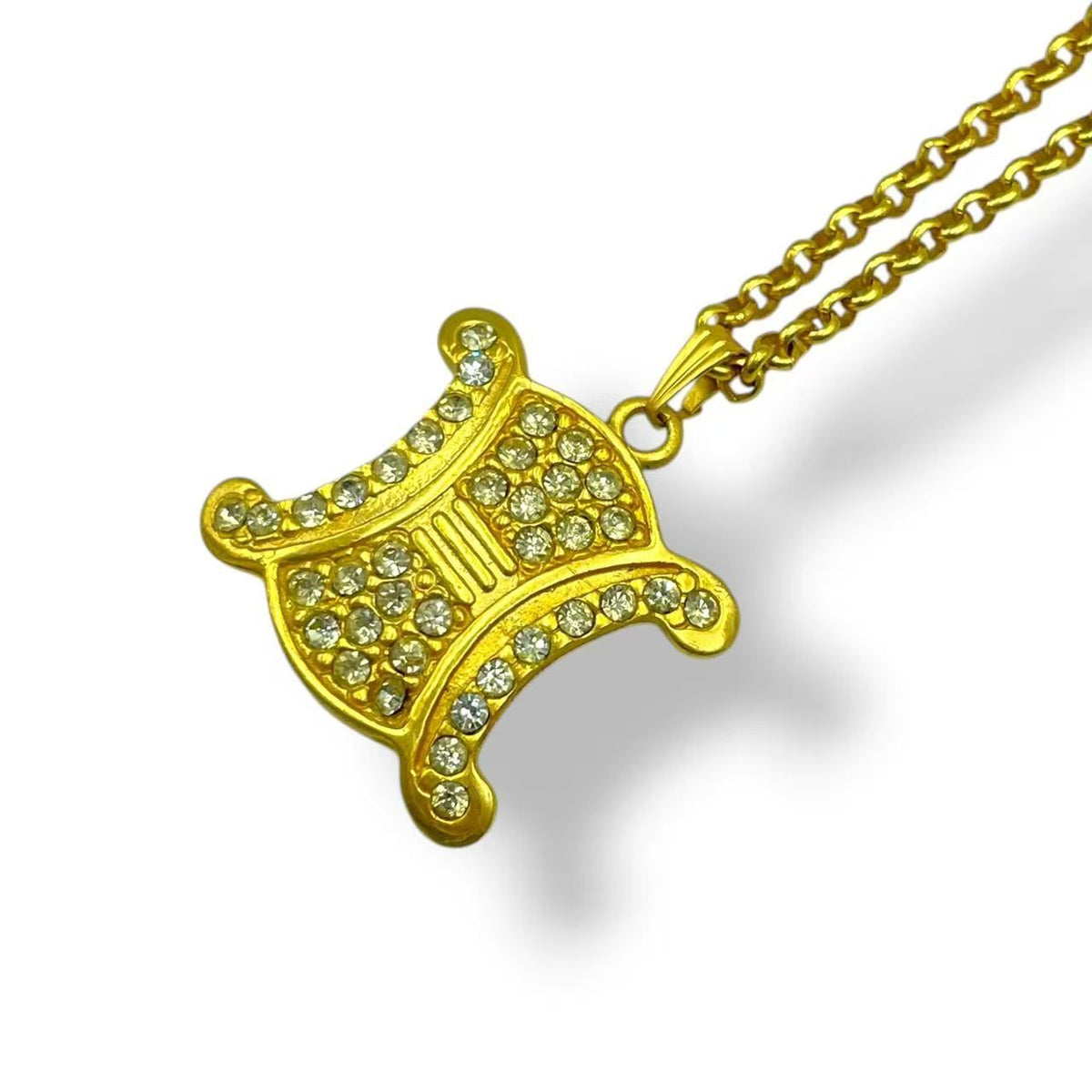 Celine Necklace Macadam Rhinestone Gold — view 2