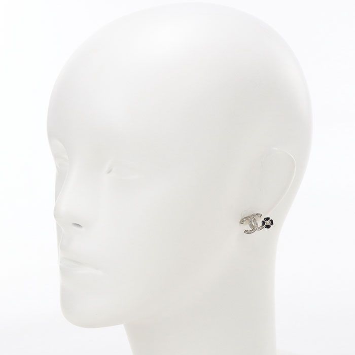 Chanel Rhinestone CC Logo Earrings Metal — view 4