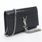 Saint Laurent Tassel Kate Chain Wallet Embossed Calfskin Shoulder Bag