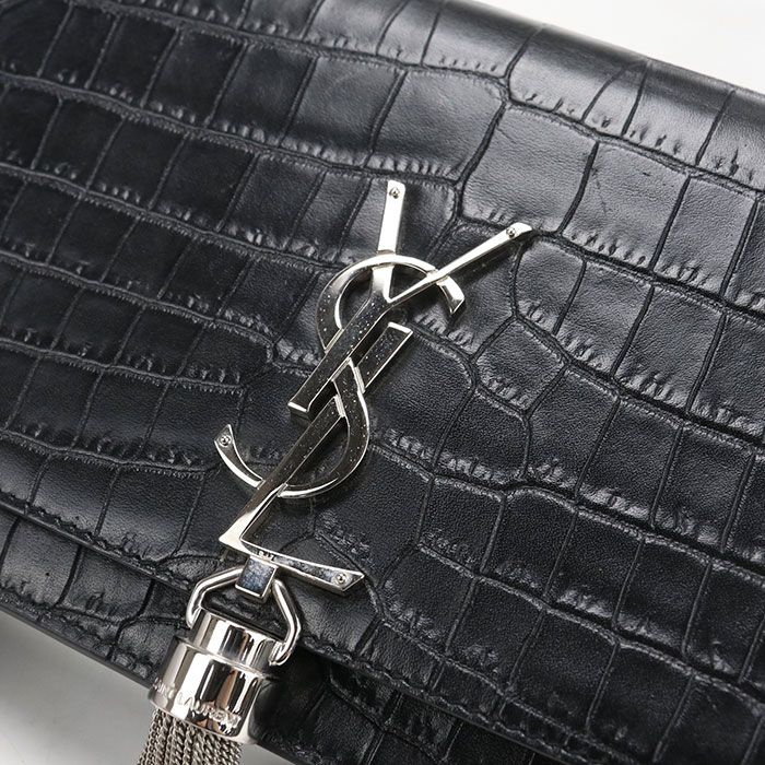 Saint Laurent Tassel Kate Chain Wallet Embossed Calfskin Shoulder Bag — view 6
