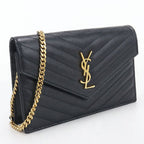 Saint Laurent Envelope Cassandra Chain Wallet Calfskin Shoulder Bag