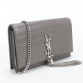 Saint Laurent Tassel Kate Chain Wallet Embossed Calfskin Shoulder Bag