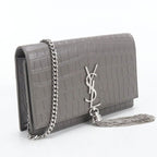 Saint Laurent Tassel Kate Chain Wallet Embossed Calfskin Shoulder Bag