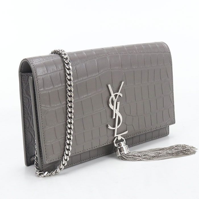 Saint Laurent Tassel Kate Chain Wallet Embossed Calfskin Shoulder Bag
