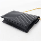 Saint Laurent Envelope Cassandra Chain Wallet Calfskin Shoulder Bag — view 2