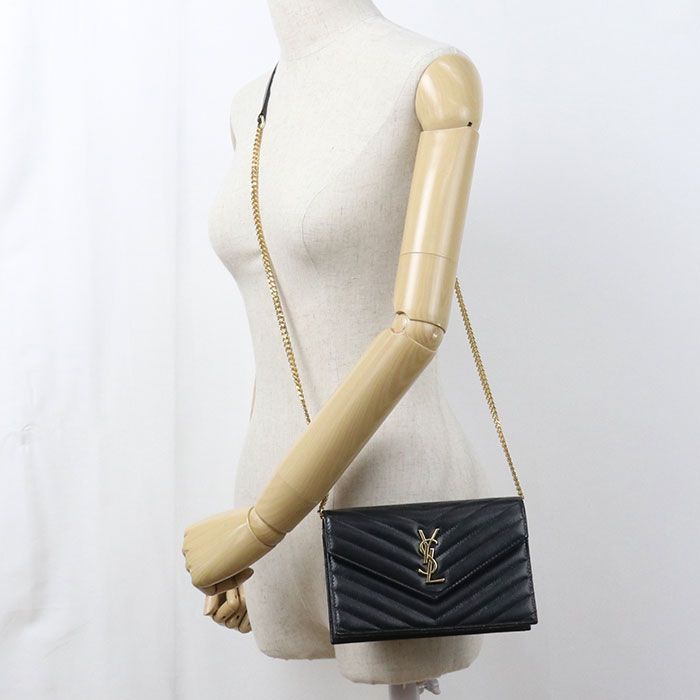 Saint Laurent Envelope Cassandra Chain Wallet Calfskin Shoulder Bag — view 7