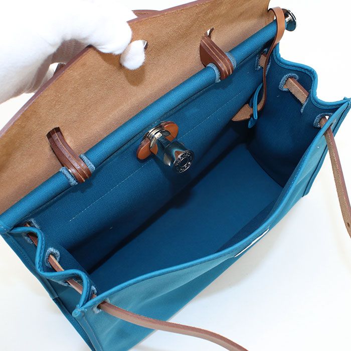 Hermes Herbag Zip PM Handbag Toile Officier Blue Dogalis — view 3
