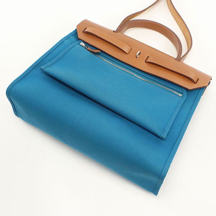 Hermes Herbag Zip PM Handbag Toile Officier Blue Dogalis — view 2
