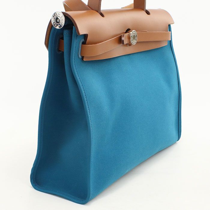 Hermes Herbag Zip PM Handbag Toile Officier Blue Dogalis — view 7