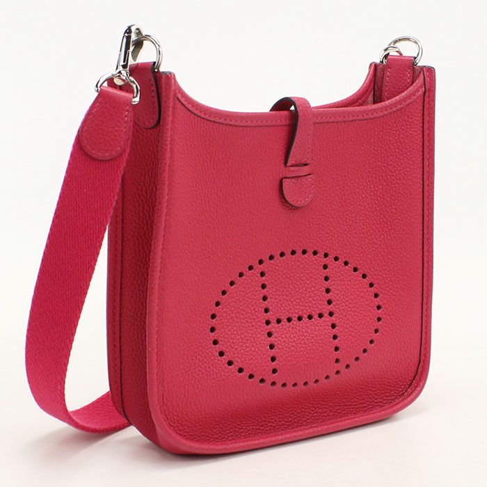 Hermes Evelyne TPM Crossbody Shoulder Bag Taurillon Clemence Framboise