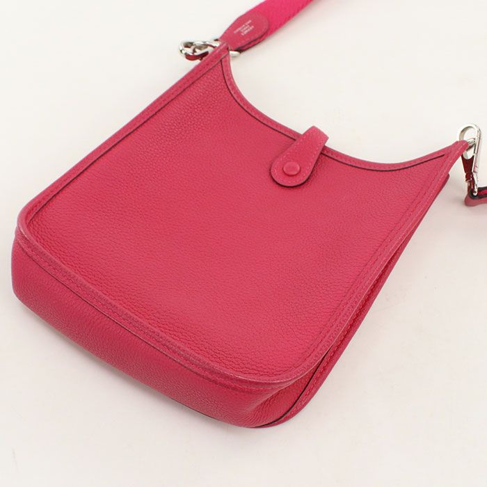 Hermes Evelyne TPM Crossbody Shoulder Bag Taurillon Clemence Framboise — view 2