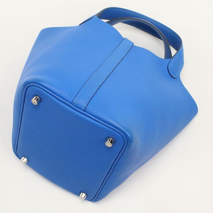 Hermes Picotin Lock PM Handbag Taurillon Clemence Blue Zanzibar — view 2