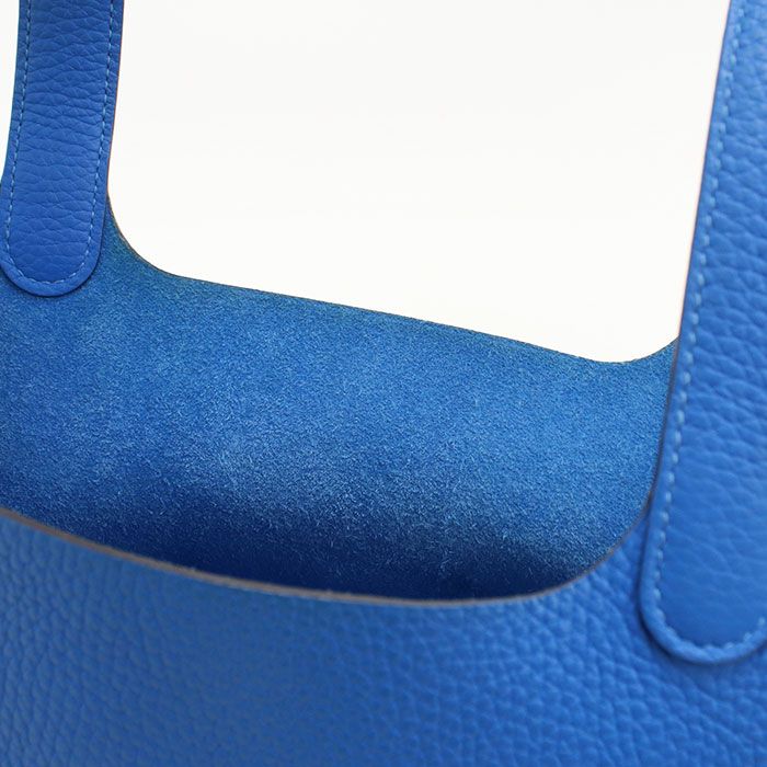 Hermes Picotin Lock PM Handbag Taurillon Clemence Blue Zanzibar — view 6