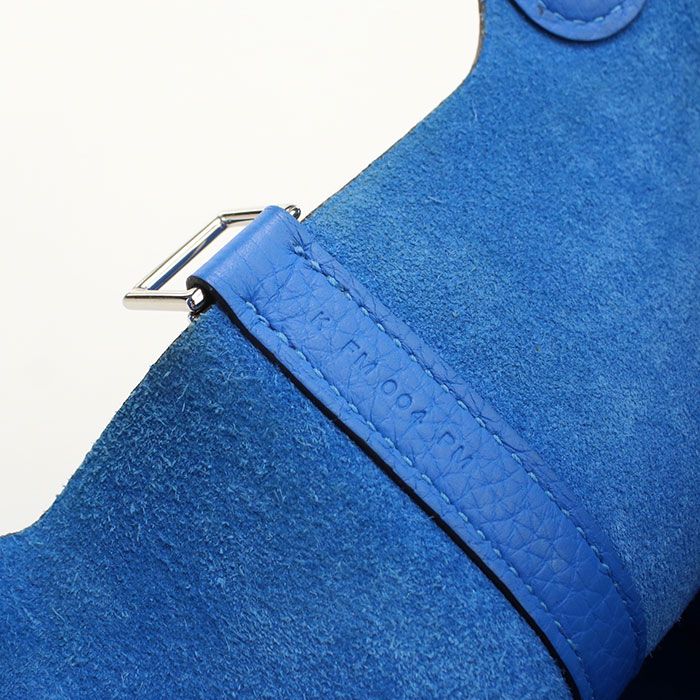 Hermes Picotin Lock PM Handbag Taurillon Clemence Blue Zanzibar — view 7