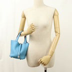 Hermes Picotin Lock Eclat PM Handbag Taurillon Clemence Blue Nord — view 8