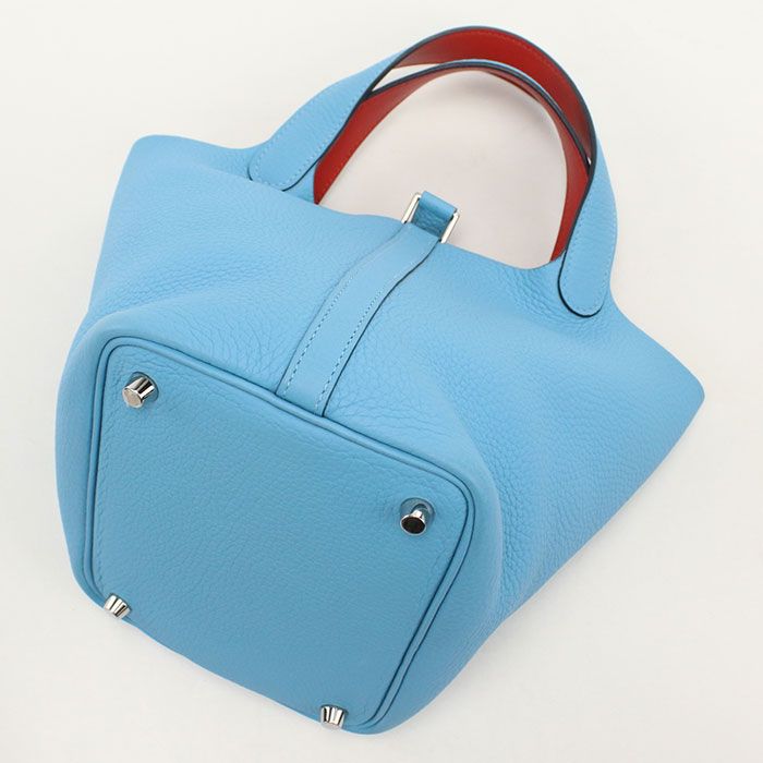 Hermes Picotin Lock Eclat PM Handbag Taurillon Clemence Blue Nord — view 2
