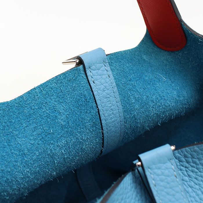 Hermes Picotin Lock Eclat PM Handbag Taurillon Clemence Blue Nord — view 6