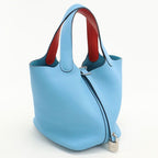 Hermes Picotin Lock Eclat PM Handbag Taurillon Clemence Blue Nord