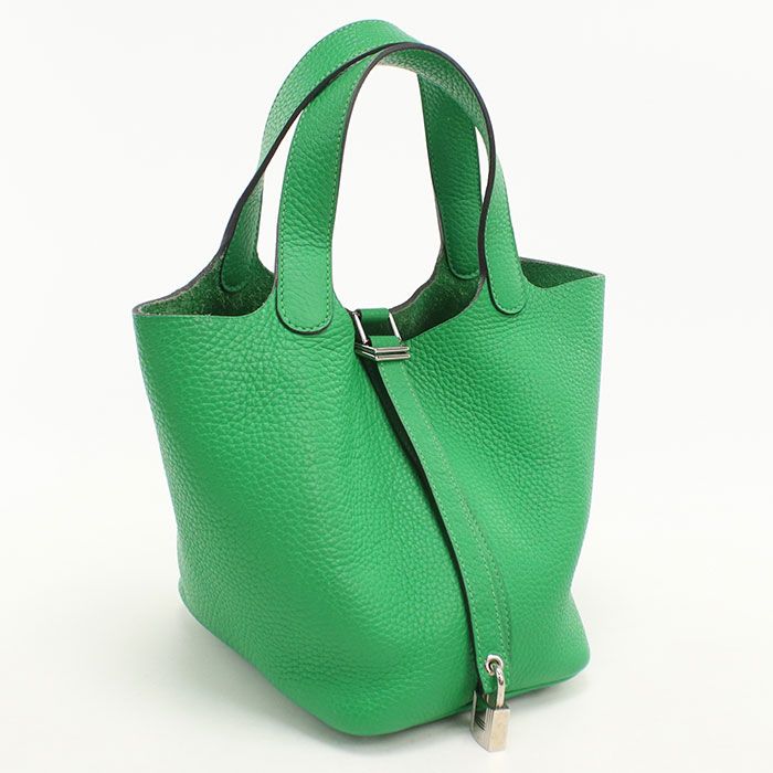 Hermes Picotin Lock PM Handbag Taurillon Clemence Bamboo