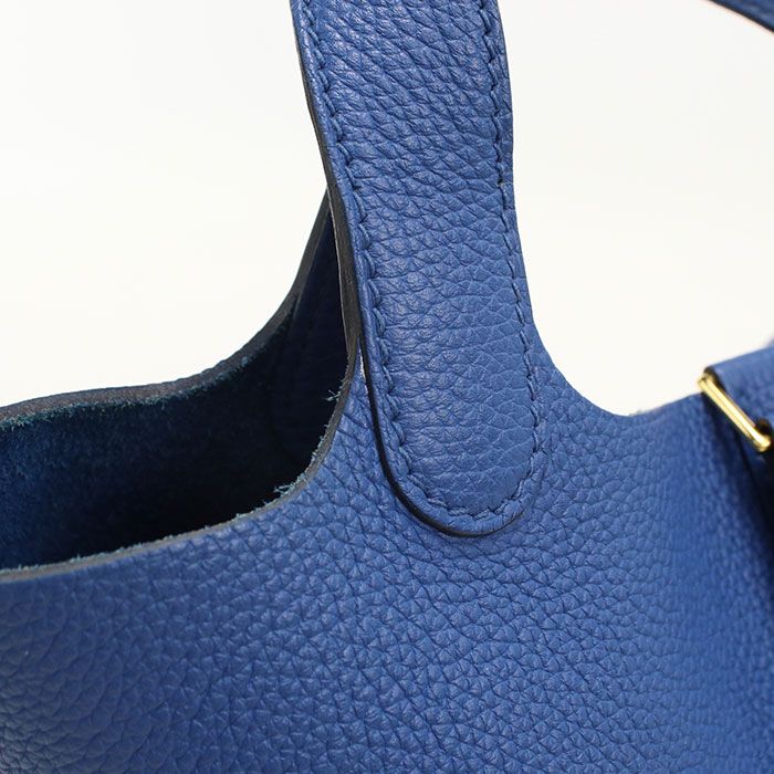 Hermes Picotin Lock PM Handbag Taurillon Clemence Blue Dogalis — view 5