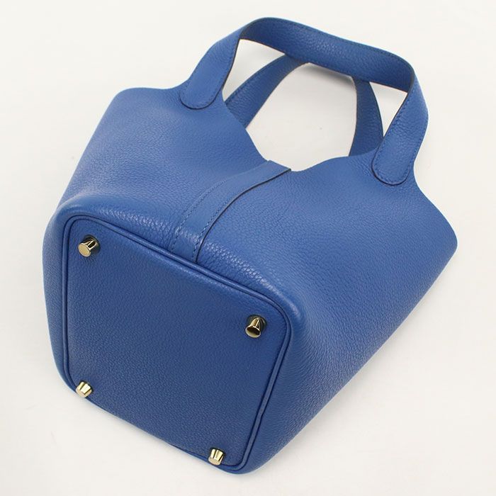 Hermes Picotin Lock PM Handbag Taurillon Clemence Blue Dogalis — view 2