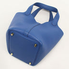 Hermes Picotin Lock PM Handbag Taurillon Clemence Blue Dogalis — view 2