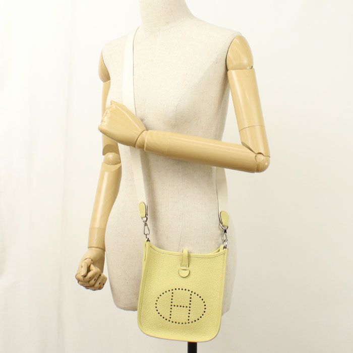 Hermes Evelyne TPM Crossbody Shoulder Bag Taurillon Clemence Jauneupsan — view 8