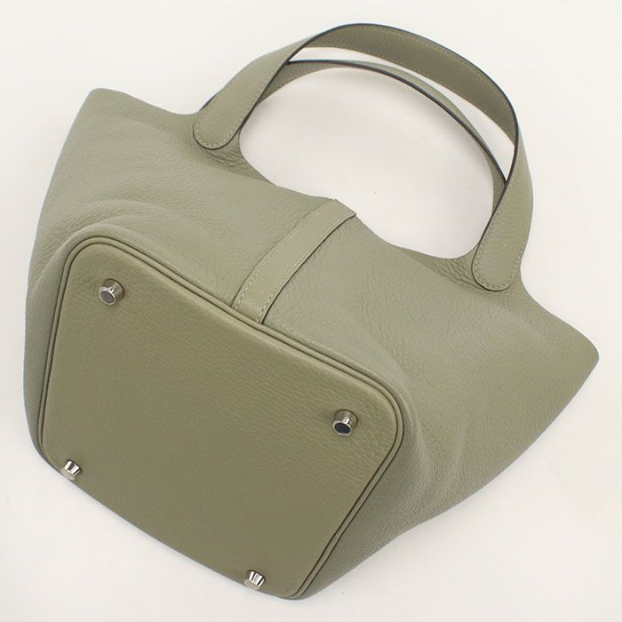 Hermes Picotin Lock MM Handbag Taurillon Clemence Sage — view 2