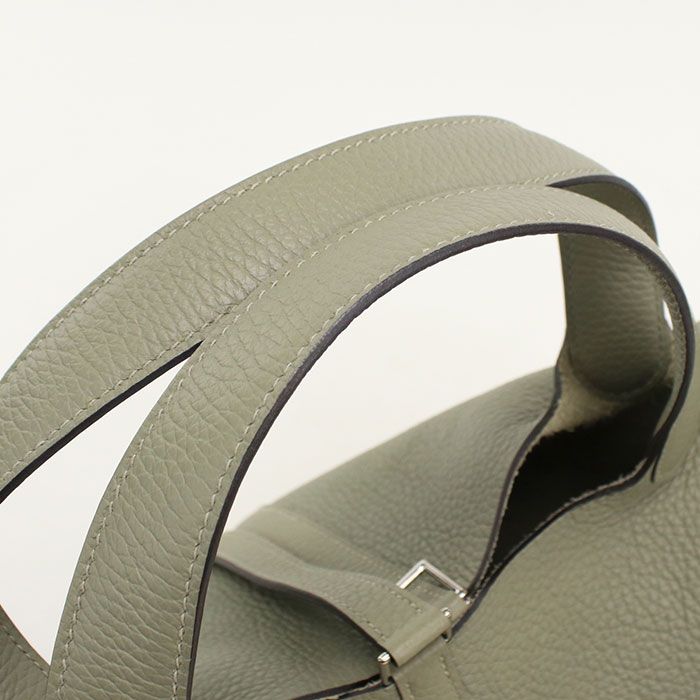 Hermes Picotin Lock MM Handbag Taurillon Clemence Sage — view 7