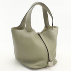 Hermes Picotin Lock MM Handbag Taurillon Clemence Sage