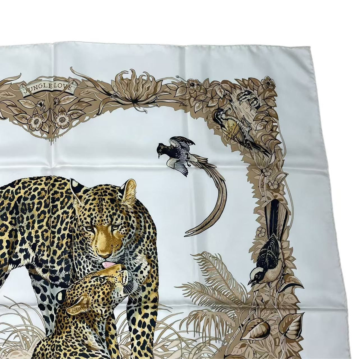 Hermes Jungle Love Carre 90 Silk Scarf Beige — view 4