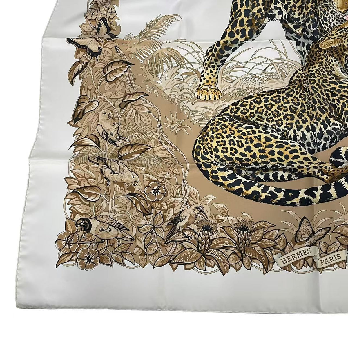Hermes Jungle Love Carre 90 Silk Scarf Beige — view 5