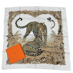 Hermes Jungle Love Carre 90 Silk Scarf Beige