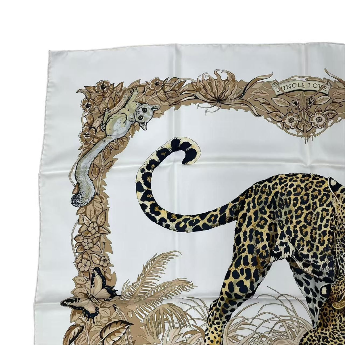Hermes Jungle Love Carre 90 Silk Scarf Beige — view 3