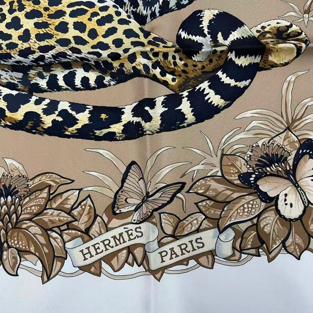 Hermes Jungle Love Carre 90 Silk Scarf Beige — view 8