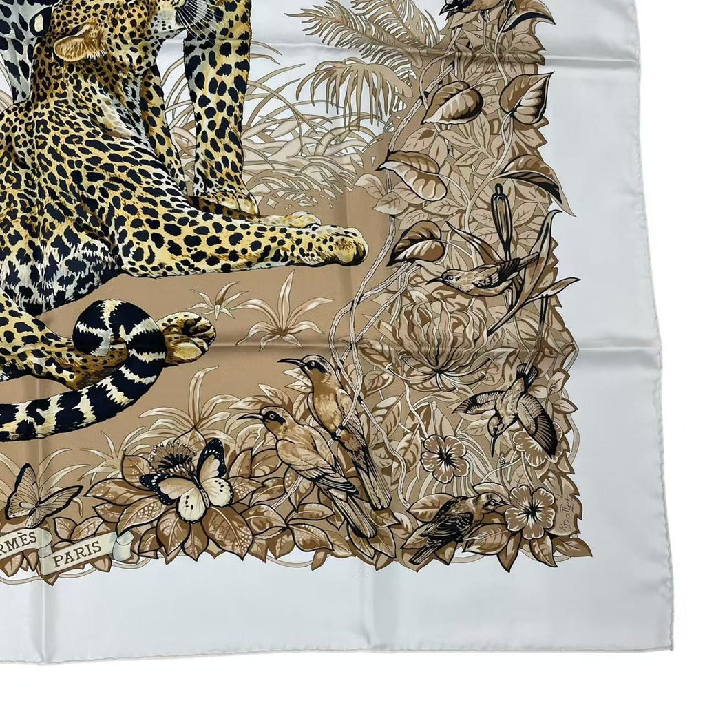 Hermes Jungle Love Carre 90 Silk Scarf Beige — view 6