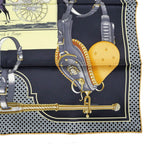Hermes Carre 70 Carrick Pompe 02 Yellow Navy Scarf Silk — view 6