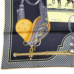 Hermes Carre 70 Carrick Pompe 02 Yellow Navy Scarf Silk — view 4