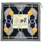 Hermes Carre 70 Carrick Pompe 02 Yellow Navy Scarf Silk — view 2