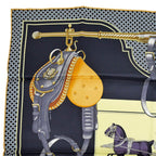 Hermes Carre 70 Carrick Pompe 02 Yellow Navy Scarf Silk — view 3