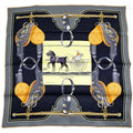 Hermes Carre 70 Carrick Pompe 02 Yellow Navy Scarf Silk