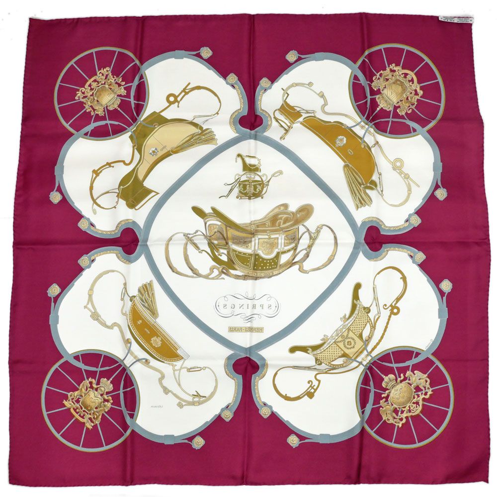 Hermes Carre 90 Spring Red White Carriage Scarf Silk — view 2