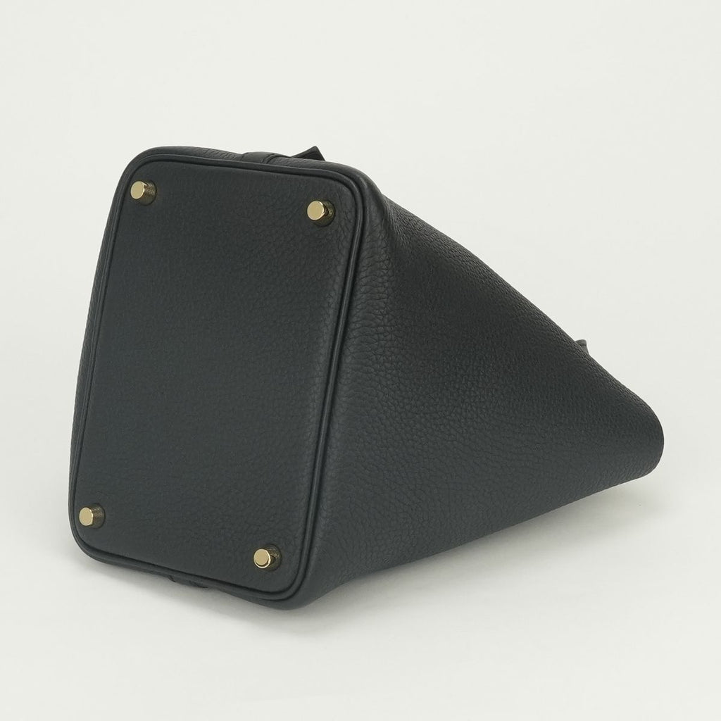 Hermes Picotin Lock PM 18 Tote Bag Taurillon Clemence Noir Black Gold — view 5