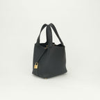 Hermes Picotin Lock PM 18 Tote Bag Taurillon Clemence Noir Black Gold — view 2